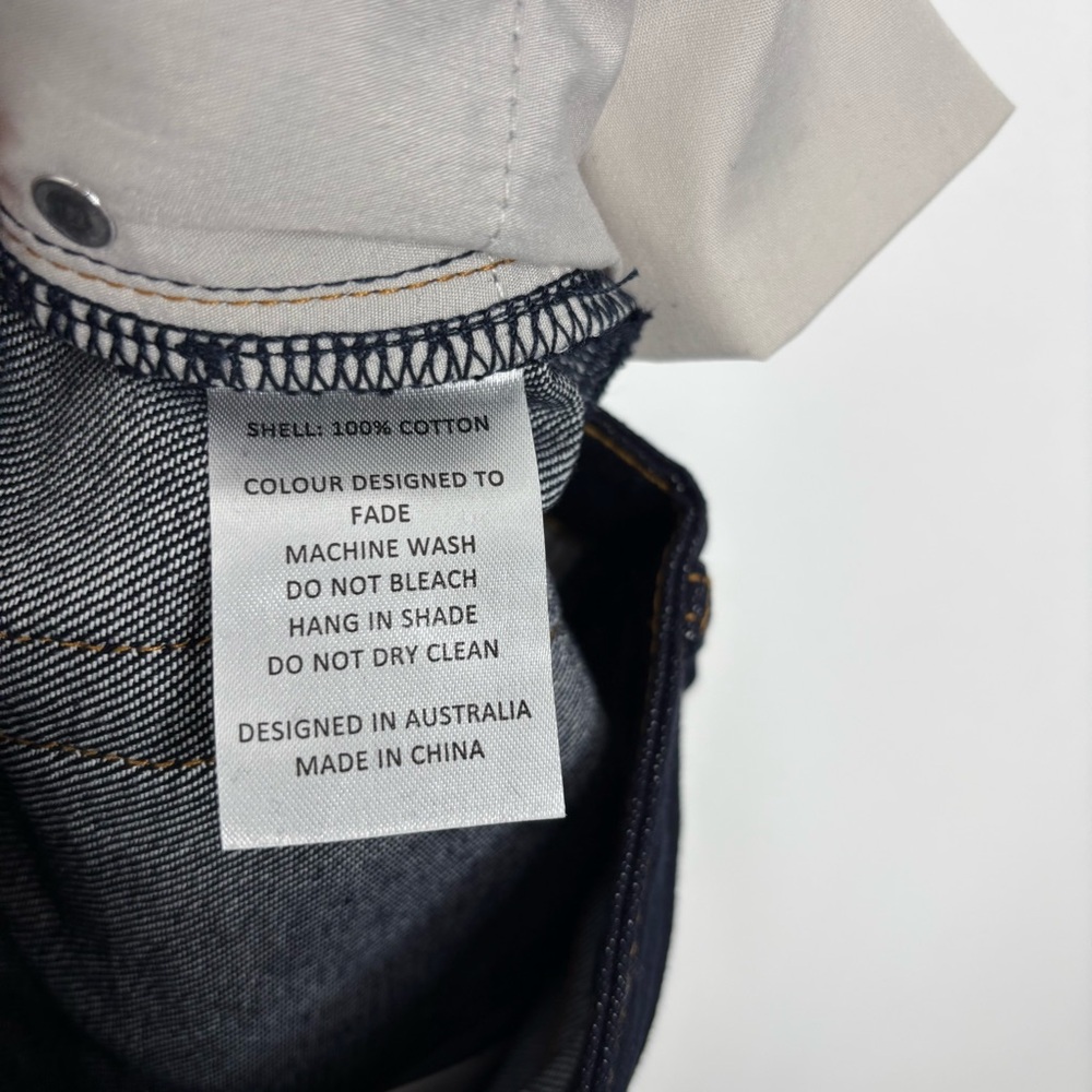 Anna Quan Finn Jeans Dark Indigo Relaxed Straight Leg Cotton Rigid Denim Size 2 - Picture 13 of 16